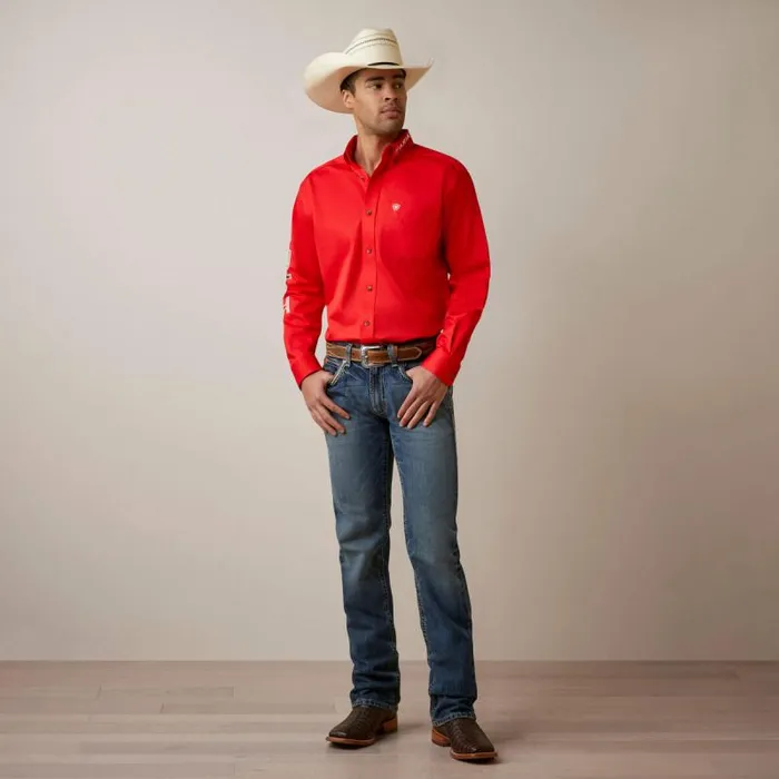 Men Button Down Shirts Ariat Team Logo Twill Classic Fit Shirt Poppy Red Men Button Down Shirts Ariat Team Logo Twill Classic Fit Shirt Poppy Red