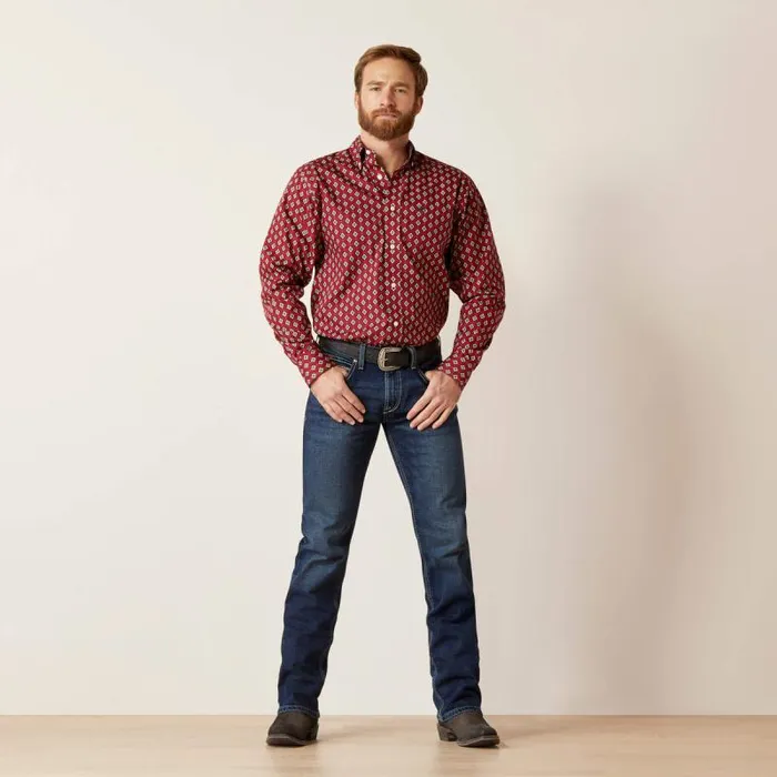Men Button Down Shirts Ariat Wrinkle Free Kyler Fitted Shirt Biking Red Men Button Down Shirts Ariat Wrinkle Free Kyler Fitted Shirt Biking Red