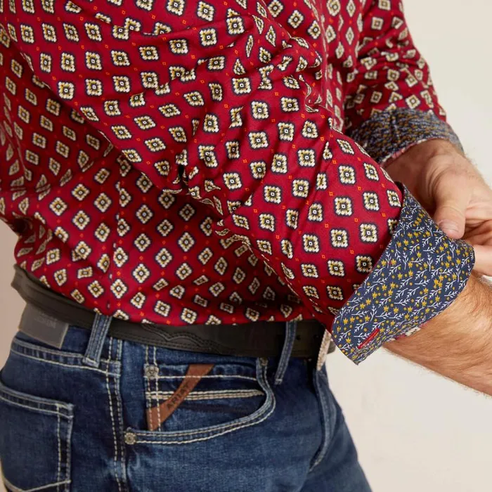 Men Button Down Shirts Ariat Wrinkle Free Kyler Fitted Shirt Biking Red Men Button Down Shirts Ariat Wrinkle Free Kyler Fitted Shirt Biking Red