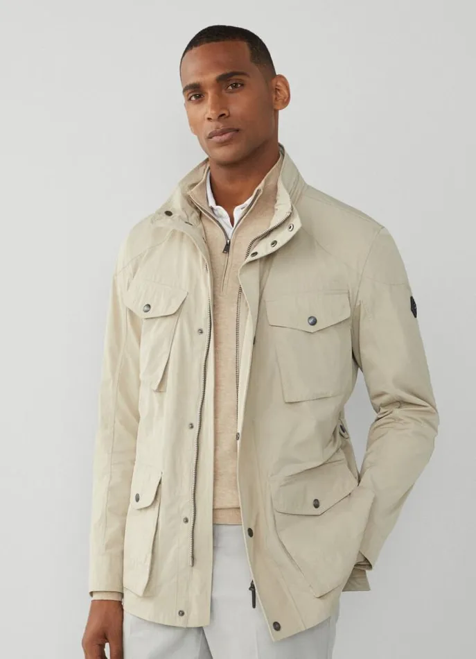 Men Coats and Jackets Hackett London WaterResistant Velospeed Jacket Taupe Beige Men Coats and Jackets Hackett London WaterResistant Velospeed Jacket Taupe Beige
