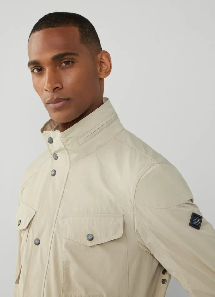 Men Coats and Jackets Hackett London WaterResistant Velospeed Jacket Taupe Beige