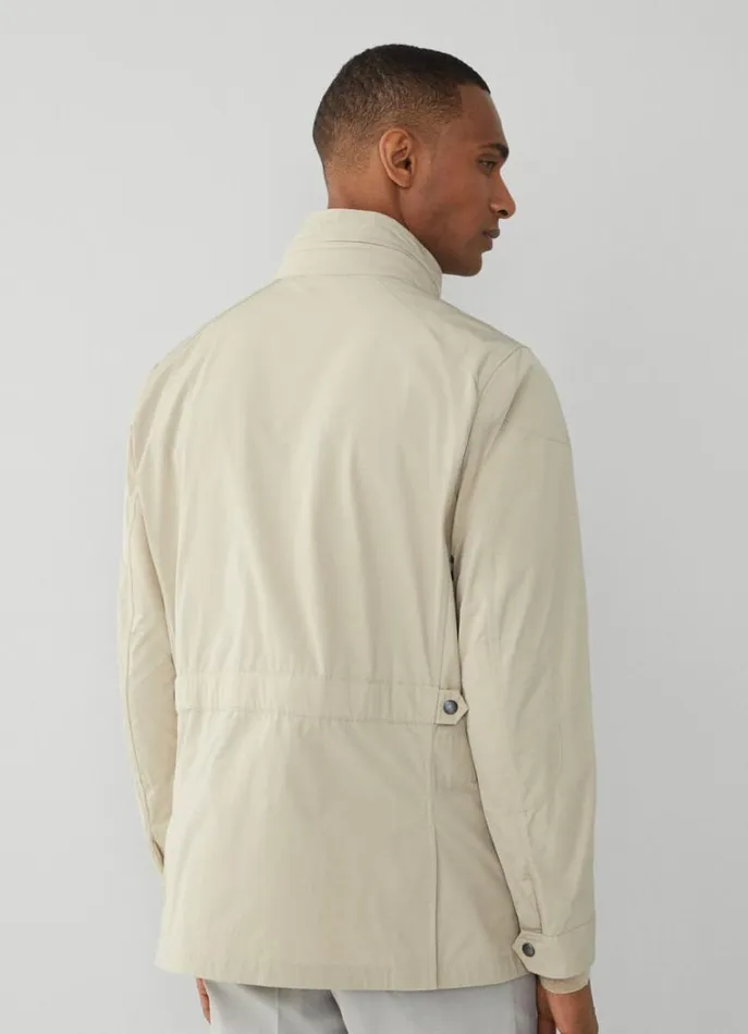 Men Coats and Jackets Hackett London WaterResistant Velospeed Jacket Taupe Beige