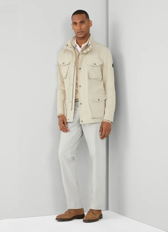 Men Coats and Jackets Hackett London WaterResistant Velospeed Jacket Taupe Beige