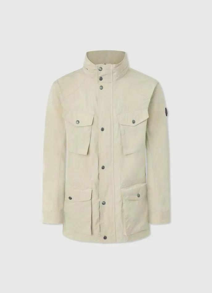 Men Coats and Jackets Hackett London WaterResistant Velospeed Jacket Taupe Beige