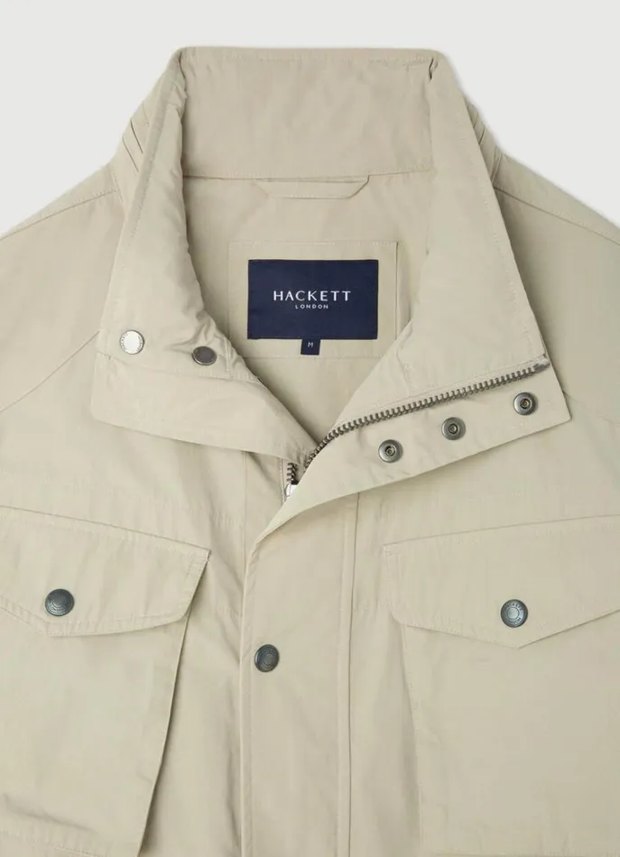 Men Coats and Jackets Hackett London WaterResistant Velospeed Jacket Taupe Beige