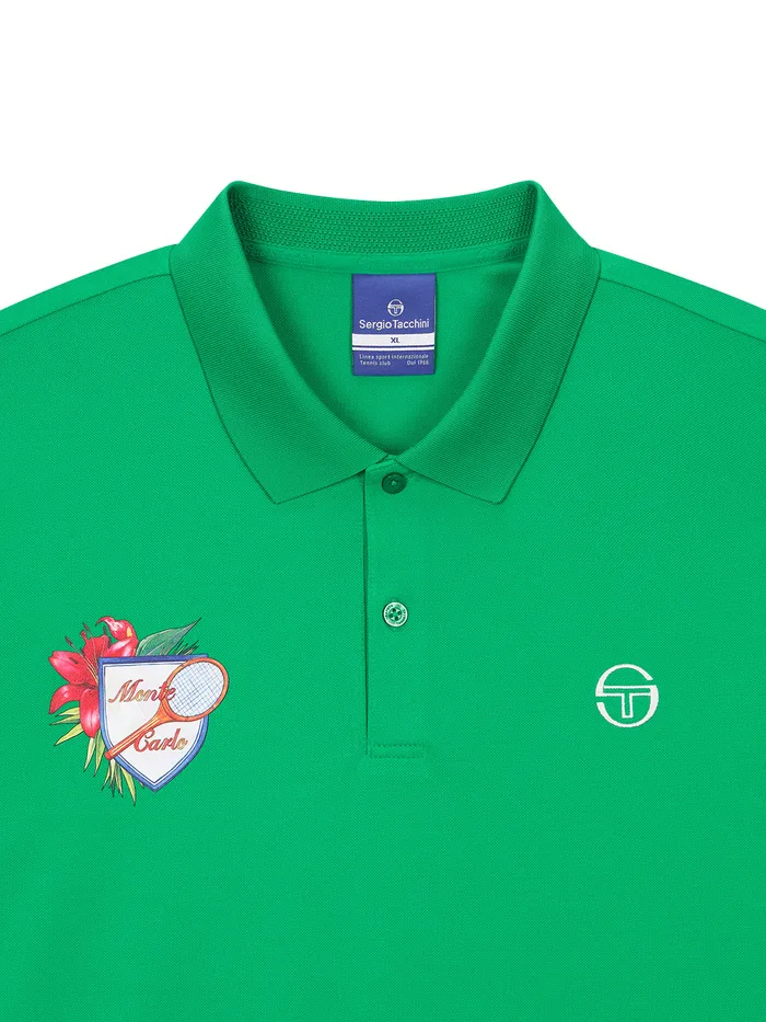 Men Court Styles Sergio Tacchini Monte Carlo Graphic Polo Shirt Green