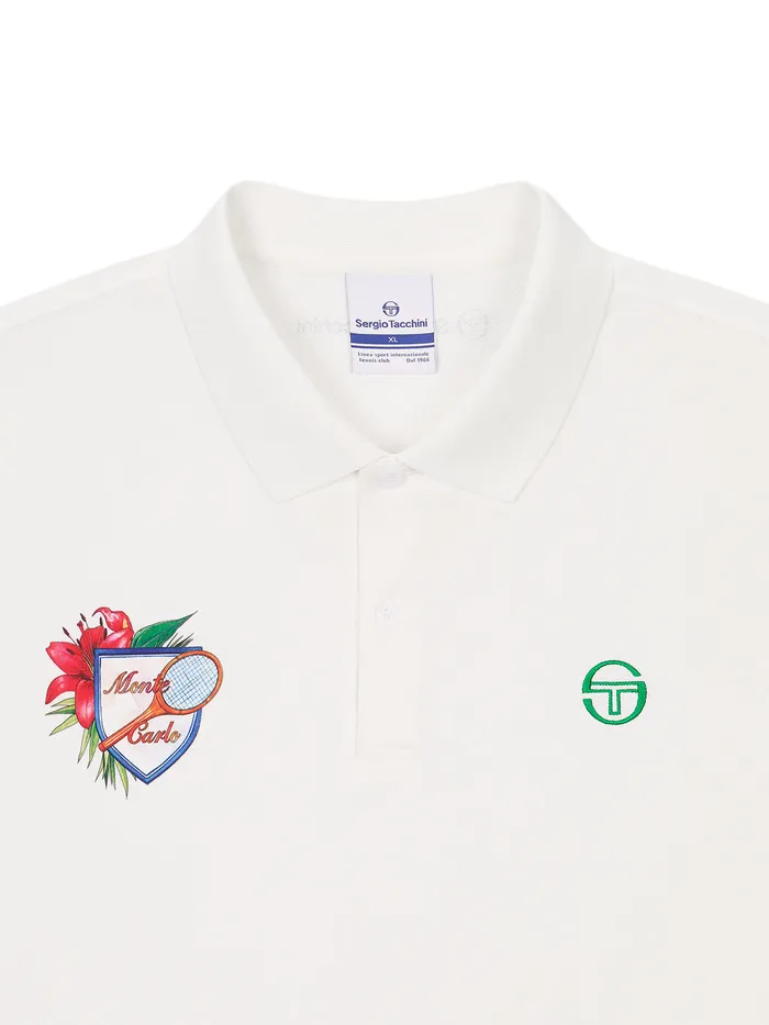 Men Court Styles Sergio Tacchini Monte Carlo Graphic Polo Shirt Off White