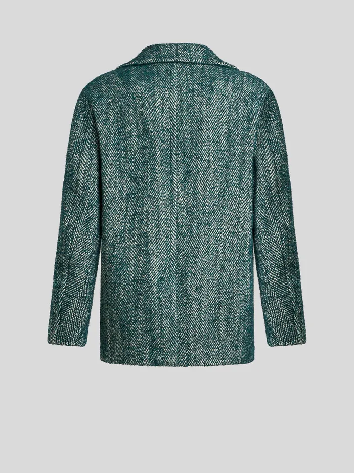 Men Etro Coats And Outerwear Wool And Alpaca WoolBlend Pea Coat Green Men Etro Coats And Outerwear Wool And Alpaca WoolBlend Pea Coat Green