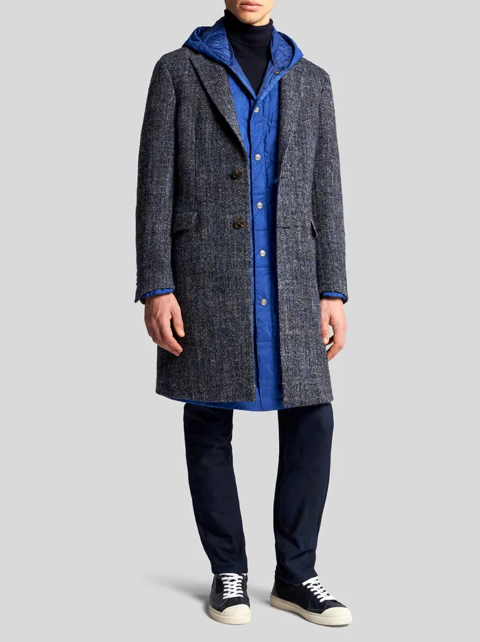 Men Etro Coats And Outerwear WoolBlend Coat Navy Blue Men Etro Coats And Outerwear WoolBlend Coat Navy Blue