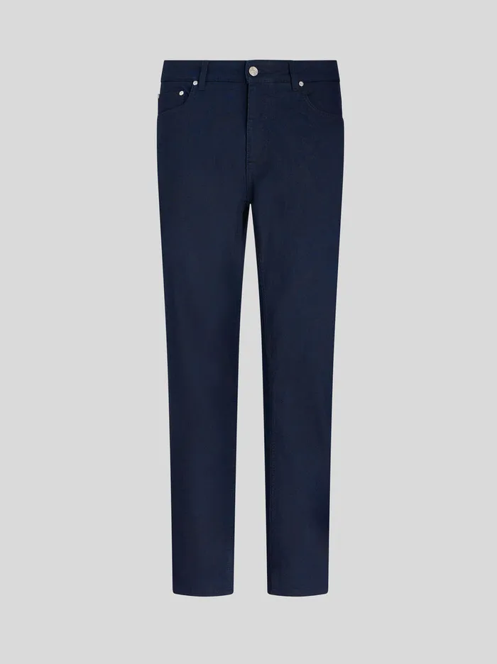 Men Etro Denim Jacquard Jeans Navy Blue