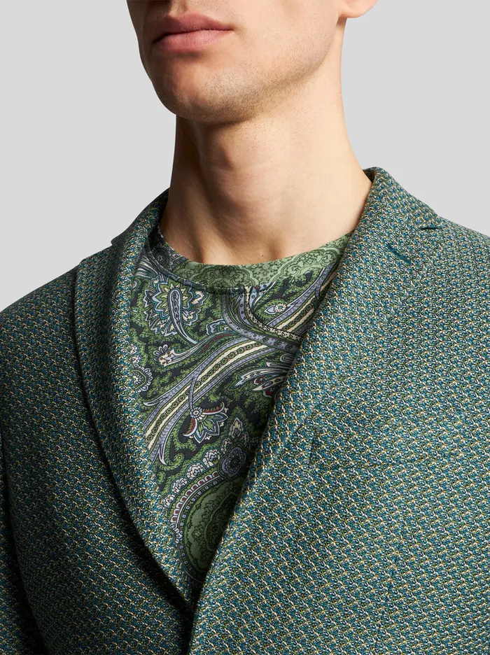 Men Etro Jackets Cotton Jersey Blazer Green Men Etro Jackets Cotton Jersey Blazer Green