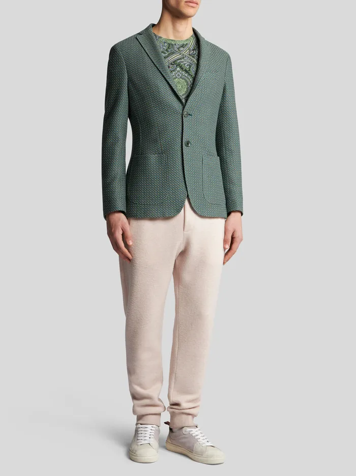 Men Etro Jackets Cotton Jersey Blazer Green Men Etro Jackets Cotton Jersey Blazer Green
