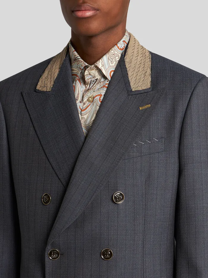Men Etro Jackets DoubleBreasted Wool Blazer Navy Blue Men Etro Jackets DoubleBreasted Wool Blazer Navy Blue
