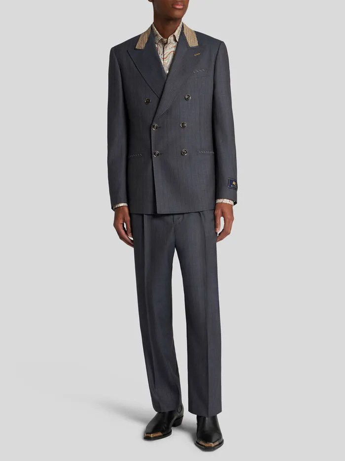 Men Etro Jackets DoubleBreasted Wool Blazer Navy Blue Men Etro Jackets DoubleBreasted Wool Blazer Navy Blue