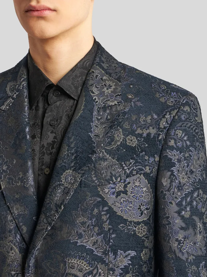 Men Etro Jackets Paisley Jacquard Blazer Black Men Etro Jackets Paisley Jacquard Blazer Black
