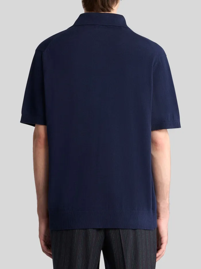 Men Etro Polo Shirts Knit Polo Shirt With Embroidered Pegaso Black Men Etro Polo Shirts Knit Polo Shirt With Embroidered Pegaso Black