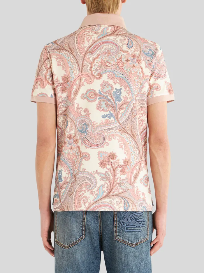 Men Etro Polo Shirts Ornamental Paisley Polo Shirt Beige