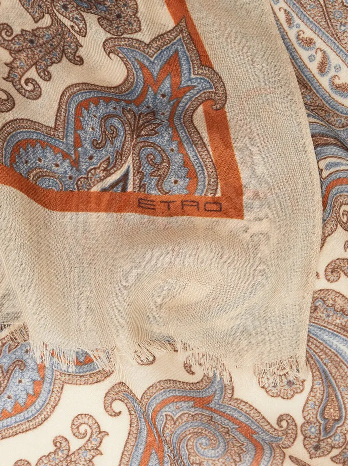 Men Etro Scarves Paisley Cashmere Scarf Beige Men Etro Scarves Paisley Cashmere Scarf Beige