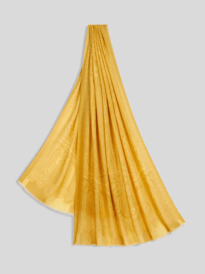Men Etro Scarves Paisley Scarf Yellow