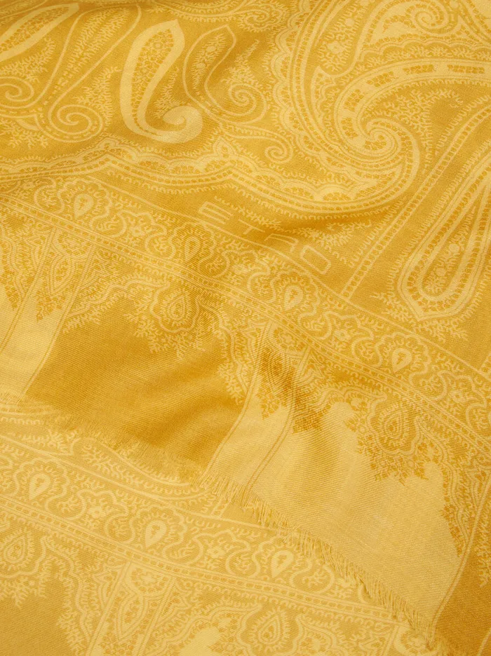 Men Etro Scarves Paisley Scarf Yellow Men Etro Scarves Paisley Scarf Yellow