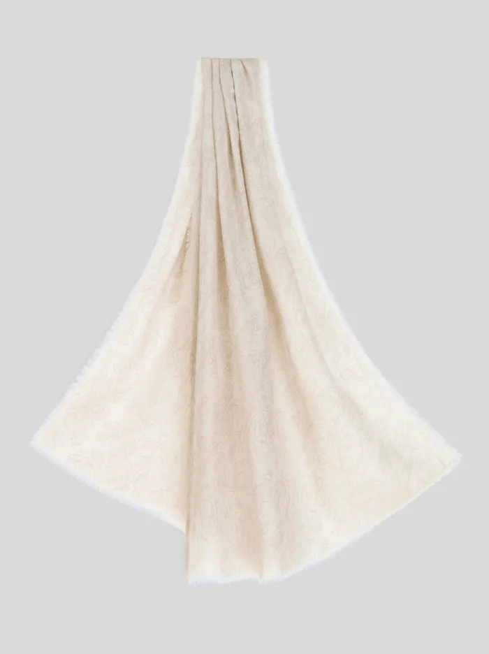Men Etro Scarves Wool Cashmere And Silk Scarf Beige