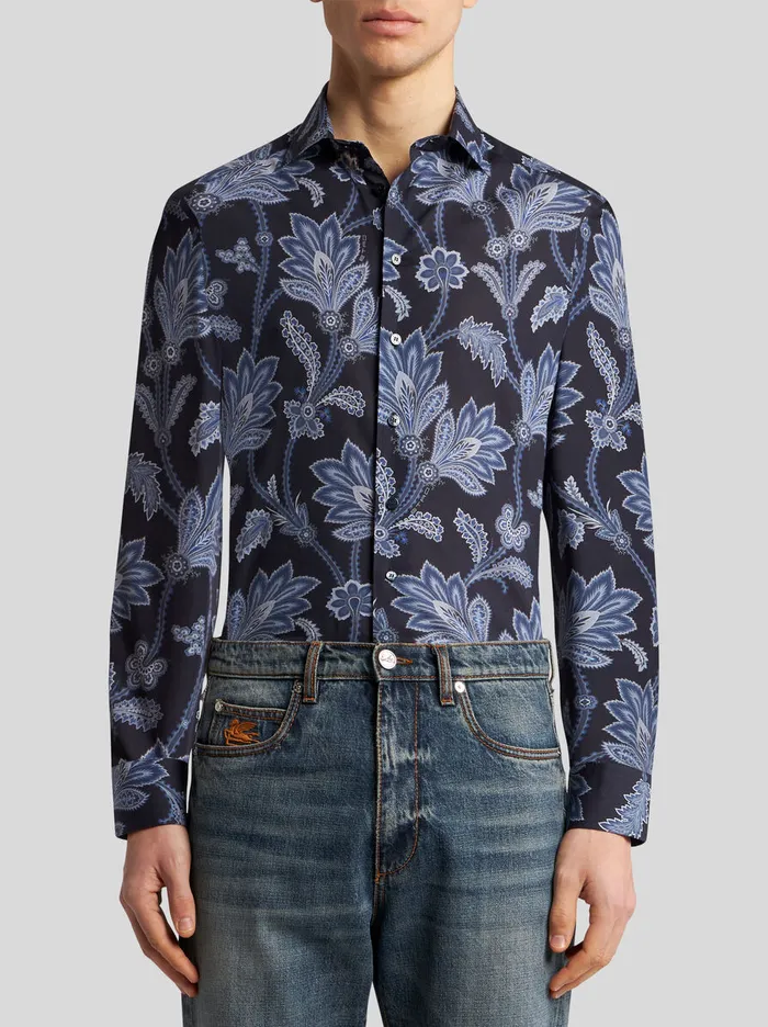 Men Etro Shirts Floral Shirt Navy Blue Men Etro Shirts Floral Shirt Navy Blue