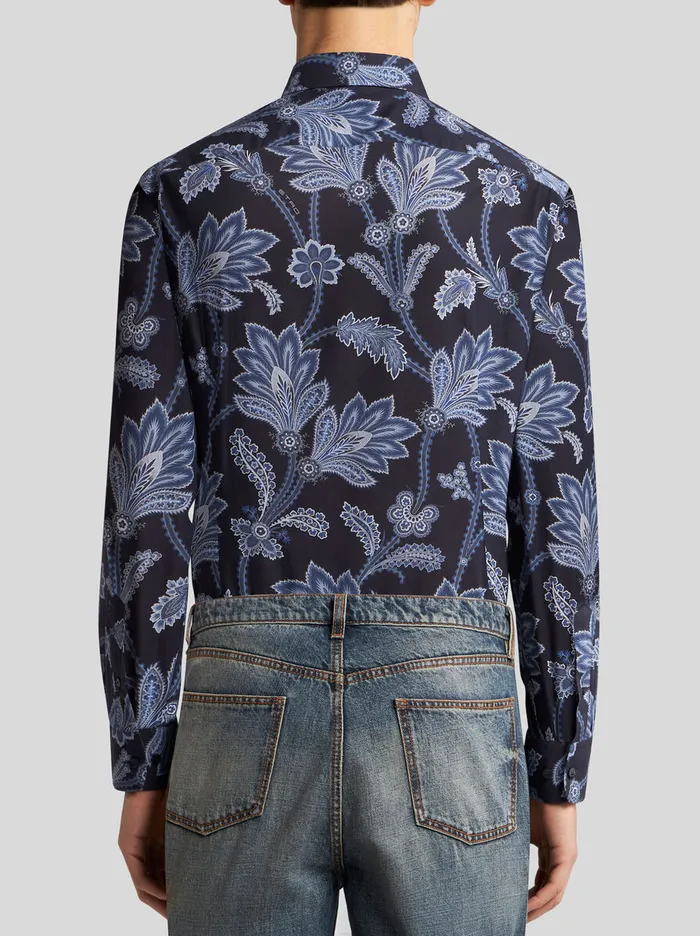 Men Etro Shirts Floral Shirt Navy Blue Men Etro Shirts Floral Shirt Navy Blue