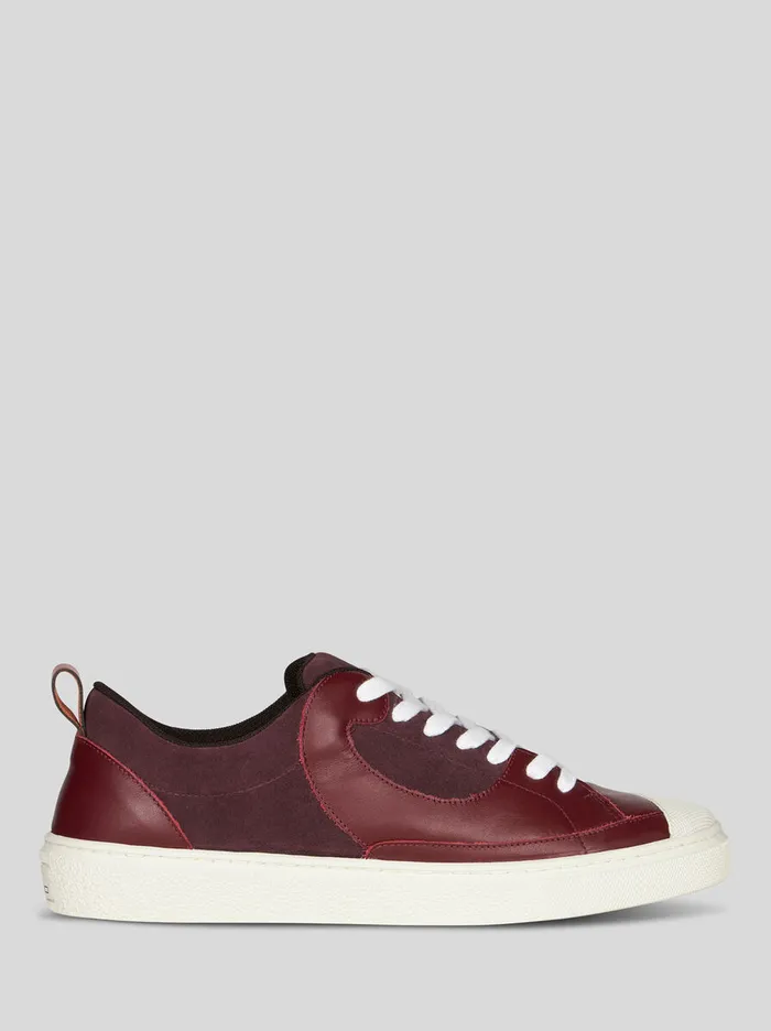 Men Etro Sneakers Leather Sneakers Burgundy