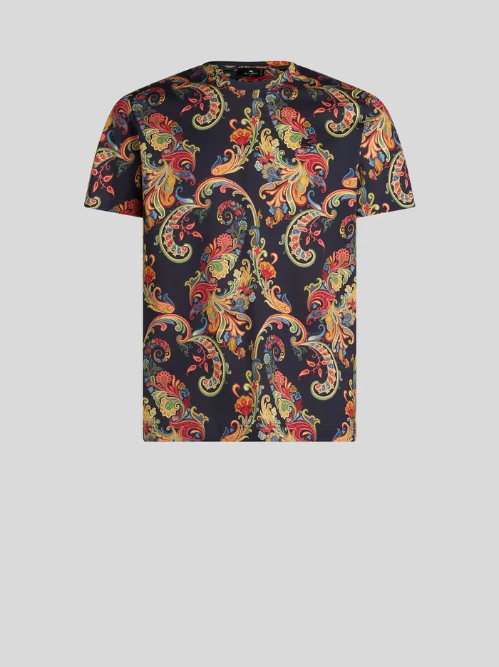 Men Etro TShirt And Sweatshirts TShirt With Floral Paisley Print Black