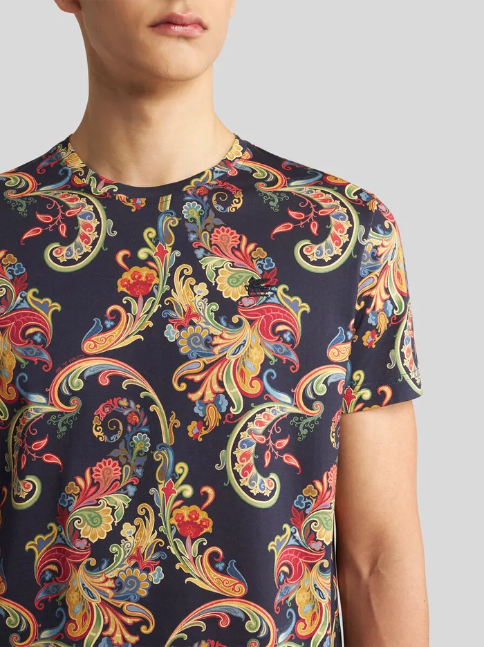 Men Etro TShirt And Sweatshirts TShirt With Floral Paisley Print Black Men Etro TShirt And Sweatshirts TShirt With Floral Paisley Print Black