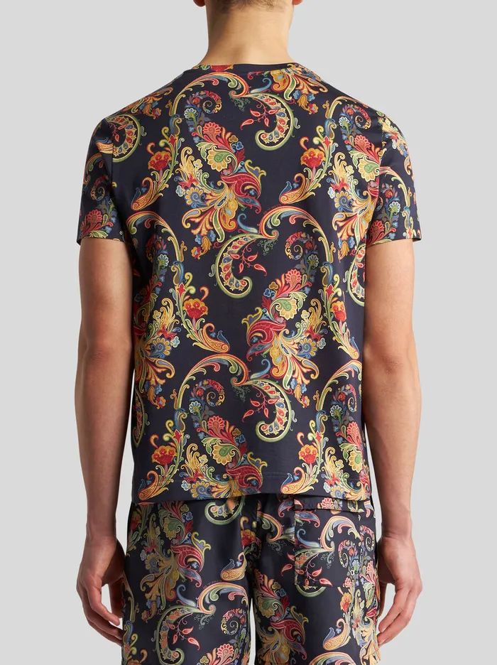 Men Etro TShirt And Sweatshirts TShirt With Floral Paisley Print Black Men Etro TShirt And Sweatshirts TShirt With Floral Paisley Print Black