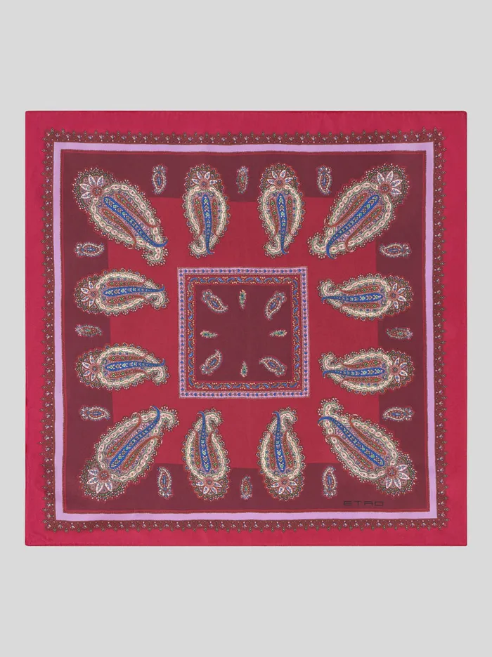 Men Etro Ties And Pocket Squares Paisley Pocket Square Red