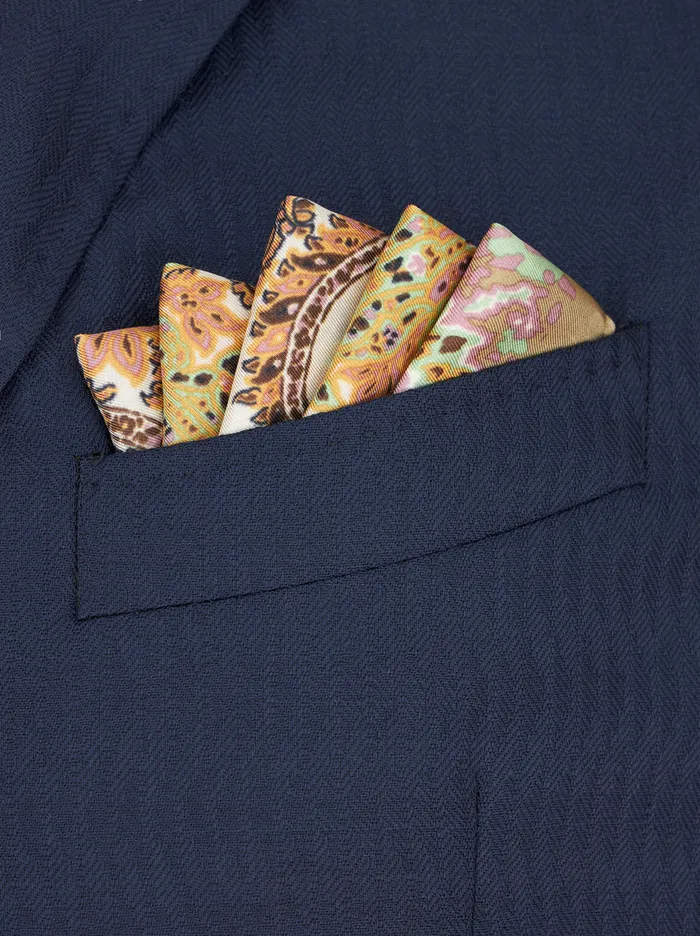 Men Etro Ties And Pocket Squares Printed Silk Pocket Square Beige Men Etro Ties And Pocket Squares Printed Silk Pocket Square Beige