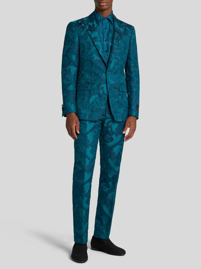 Men Etro Trousers Floral Leafy Evening Trousers Light Blue Men Etro Trousers Floral Leafy Evening Trousers Light Blue