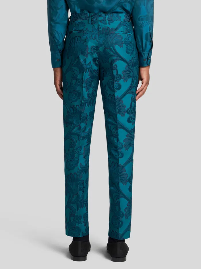 Men Etro Trousers Floral Leafy Evening Trousers Light Blue Men Etro Trousers Floral Leafy Evening Trousers Light Blue