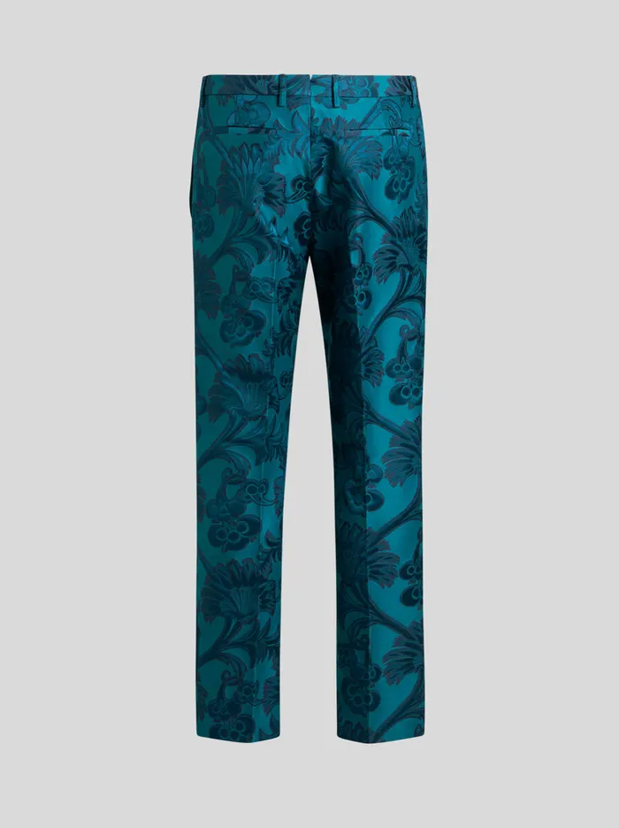 Men Etro Trousers Floral Leafy Evening Trousers Light Blue Men Etro Trousers Floral Leafy Evening Trousers Light Blue