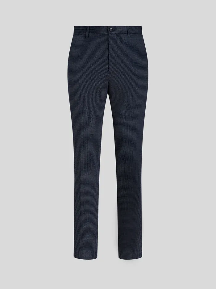 Men Etro Trousers Houndstooth Trousers Navy Blue