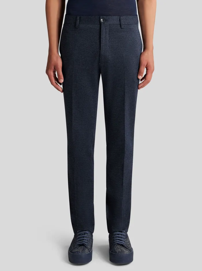 Men Etro Trousers Houndstooth Trousers Navy Blue Men Etro Trousers Houndstooth Trousers Navy Blue