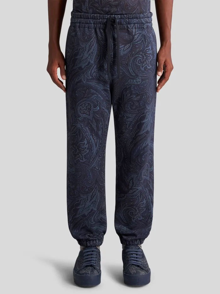 Men Etro Trousers Paisley Jogging Trousers Navy Blue Men Etro Trousers Paisley Jogging Trousers Navy Blue