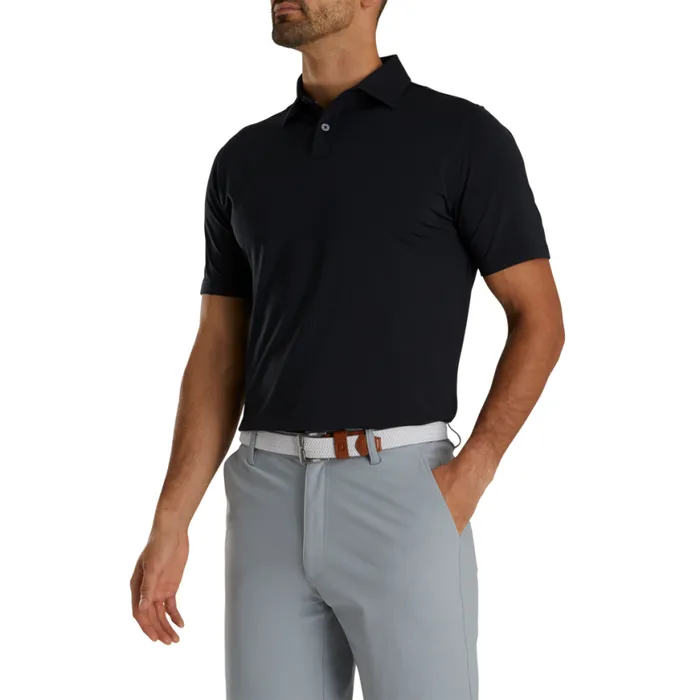 Men FootJoy Shirts Athletic Fit Solid Lisle Black