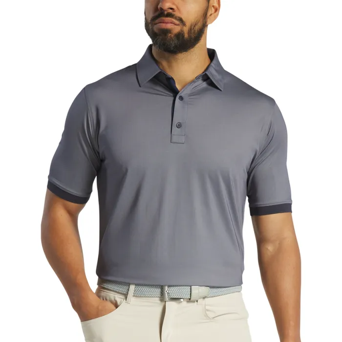 Men FootJoy Shirts Banded Sleeve Birdseye Navy Men FootJoy Shirts Banded Sleeve Birdseye Navy