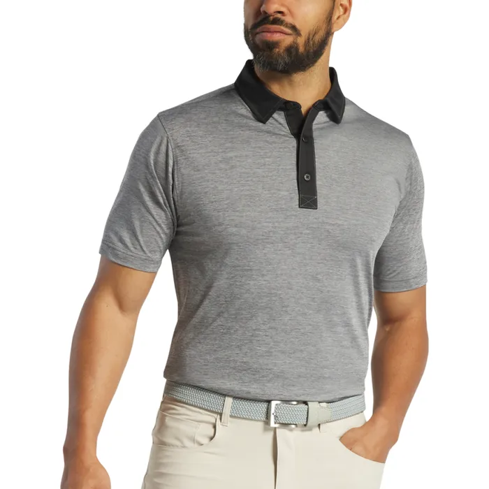 Men FootJoy Shirts Heather Lisle Heather Charcoal Black Men FootJoy Shirts Heather Lisle Heather Charcoal Black