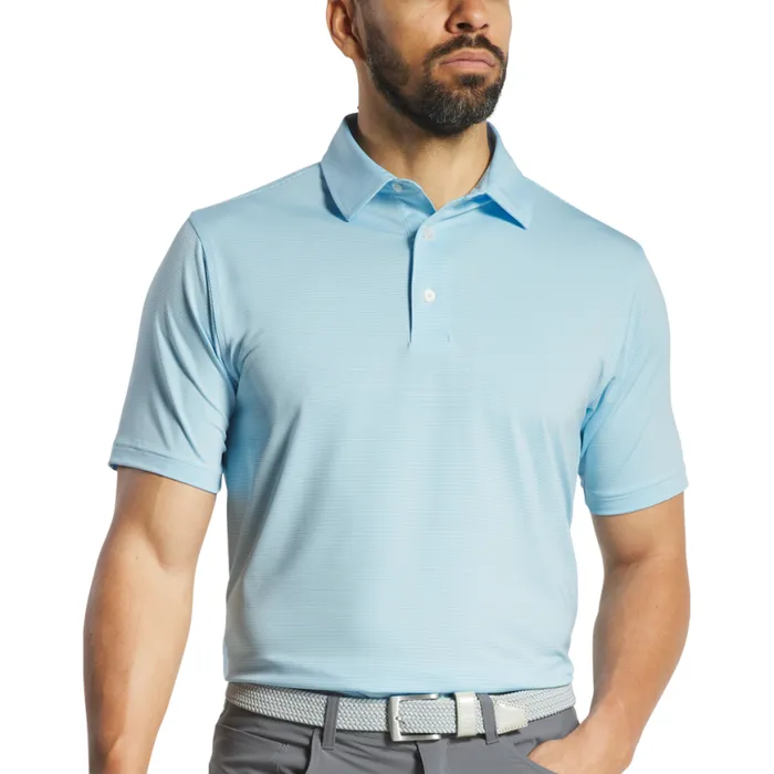 Men FootJoy Shirts MicroFeeder Stripe Lisle Light Blue White Men FootJoy Shirts MicroFeeder Stripe Lisle Light Blue White