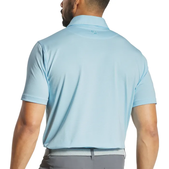 Men FootJoy Shirts MicroFeeder Stripe Lisle Light Blue White Men FootJoy Shirts MicroFeeder Stripe Lisle Light Blue White