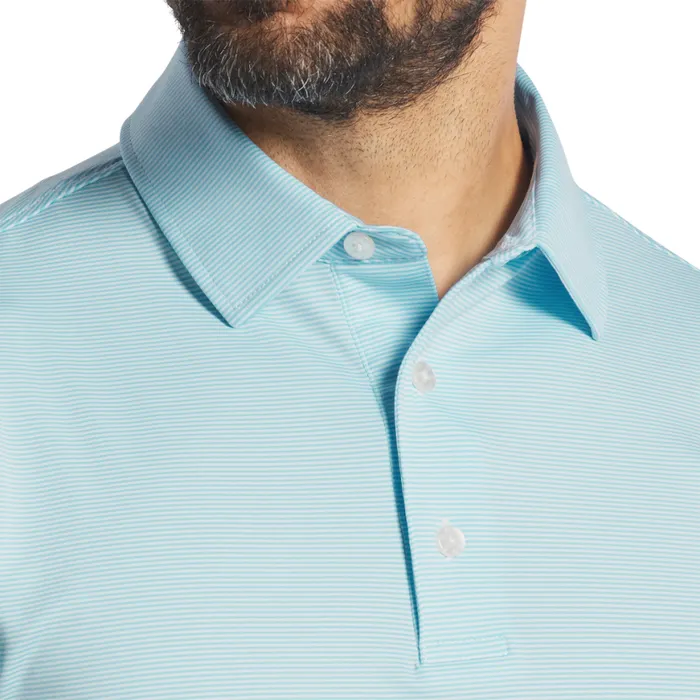 Men FootJoy Shirts MicroFeeder Stripe Lisle Light Blue White Men FootJoy Shirts MicroFeeder Stripe Lisle Light Blue White