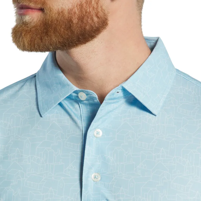 Men FootJoy Shirts Scottish Town Lisle Lake Blue White Men FootJoy Shirts Scottish Town Lisle Lake Blue White