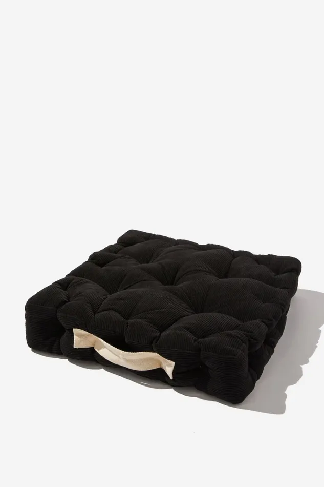 Men Gifting Cotton On Floor Cushion Black Corduroy