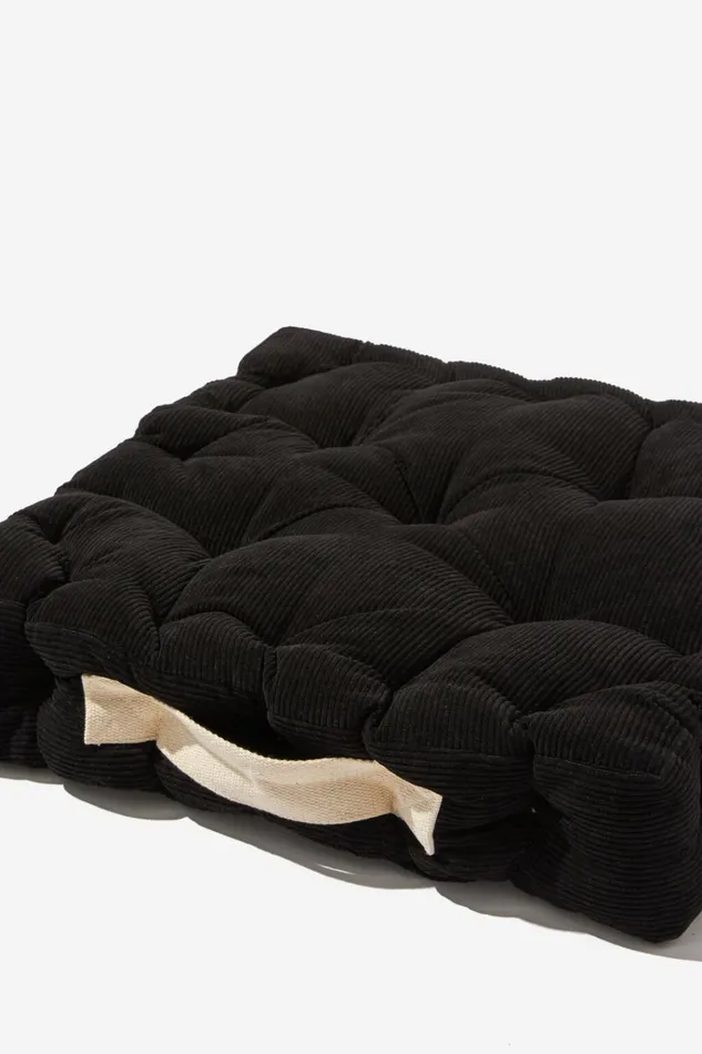 Men Gifting Cotton On Floor Cushion Black Corduroy Men Gifting Cotton On Floor Cushion Black Corduroy