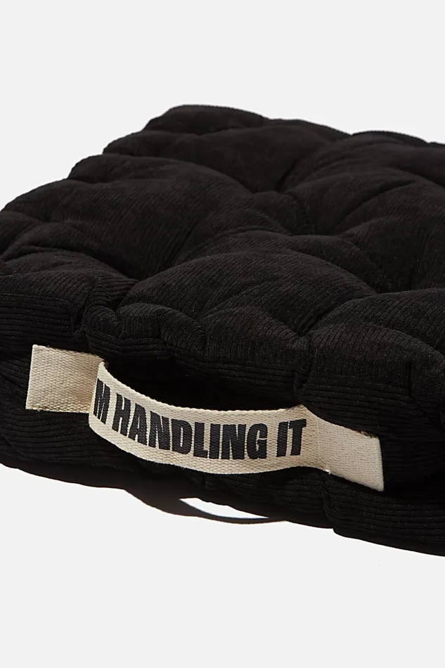 Men Gifting Cotton On Floor Cushion Black Corduroy Men Gifting Cotton On Floor Cushion Black Corduroy