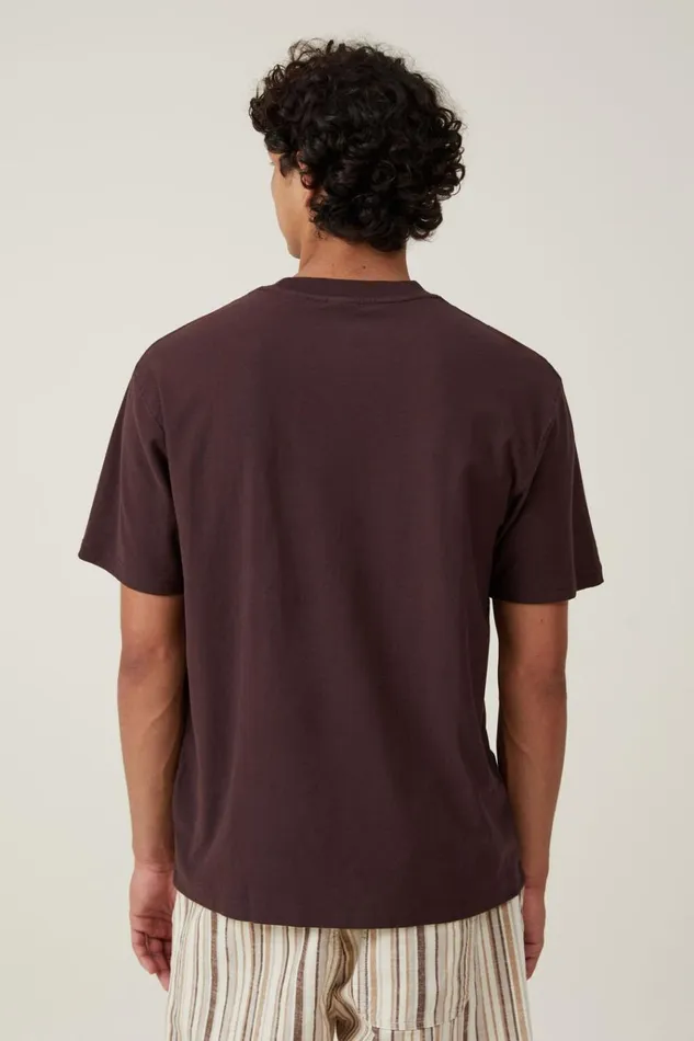 Men Graphic TShirts Cotton On Premium Loose Fit Art TShirt Dark Oak Shifty Boys Shield